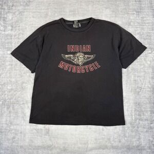 Indian Motorcycles Shirt Mens Large Black Vintage Y2K Double Sided Biker USA